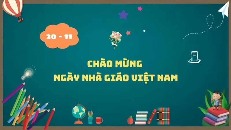 Trang trí lớp học thêm ấm áp với background 20/11 lớp học