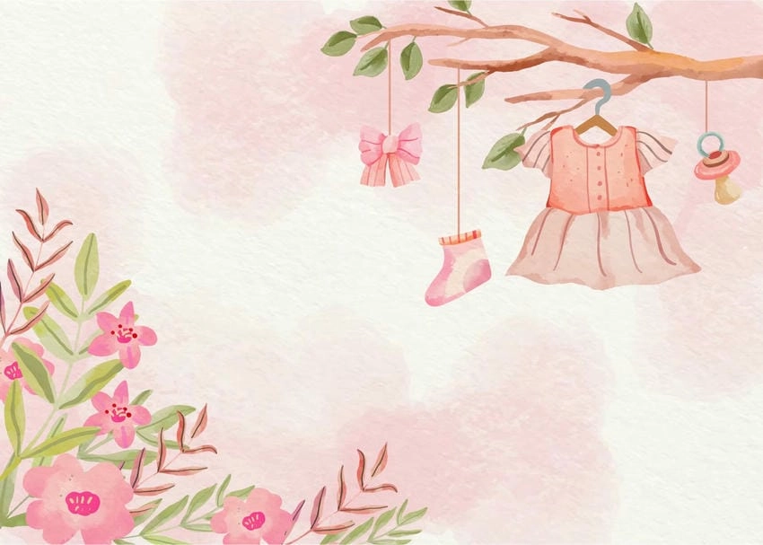 Background baby girl hoạt hình vui nhộn và ngộ nghĩnh