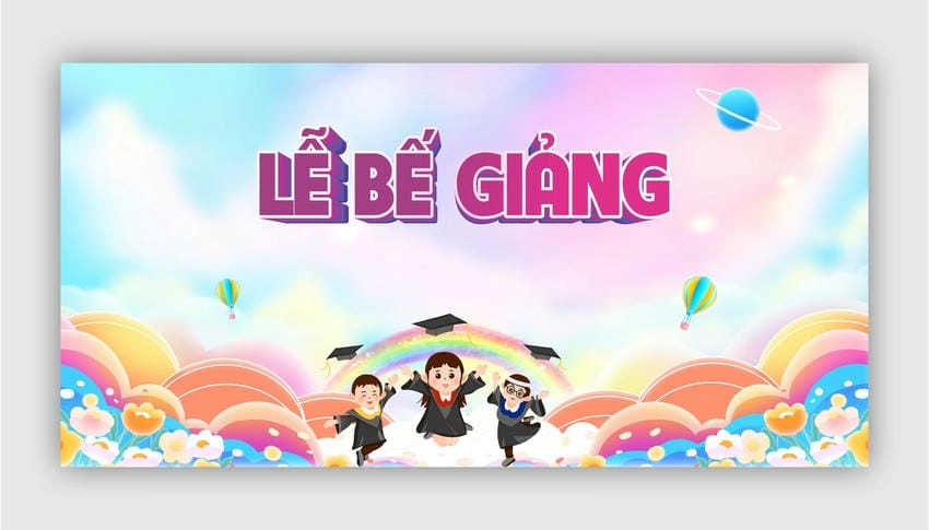 Background lễ bế giảng sân khấu nổi bật và ấn tượng