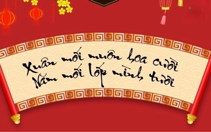 Background câu đối đơn giản nhưng tinh tế và trang nhã