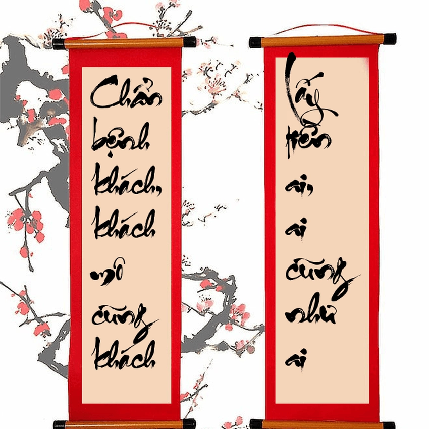 Background câu đối sang trọng tôn lên vẻ quý phái