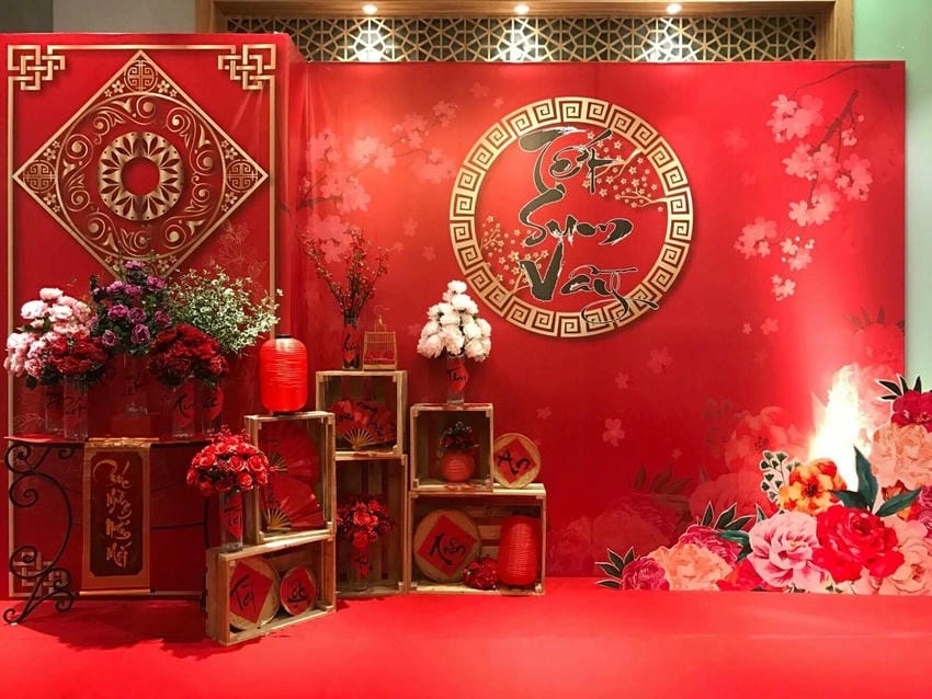 Background chụp hình tết gia đình ấm áp yêu thương