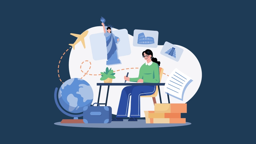 Background du học vector dễ chỉnh sửa sáng tạo