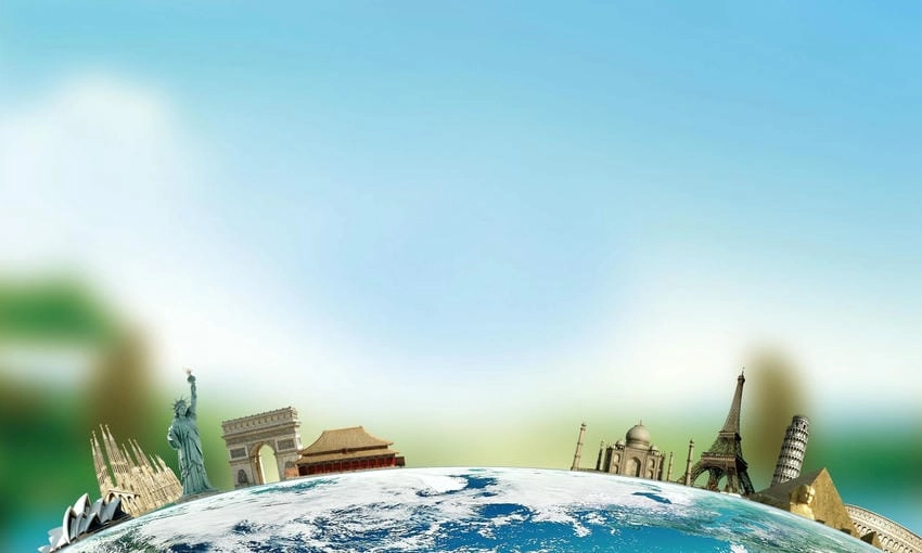 Background du lịch thiên nhiên xanh mát đầy cảm hứng