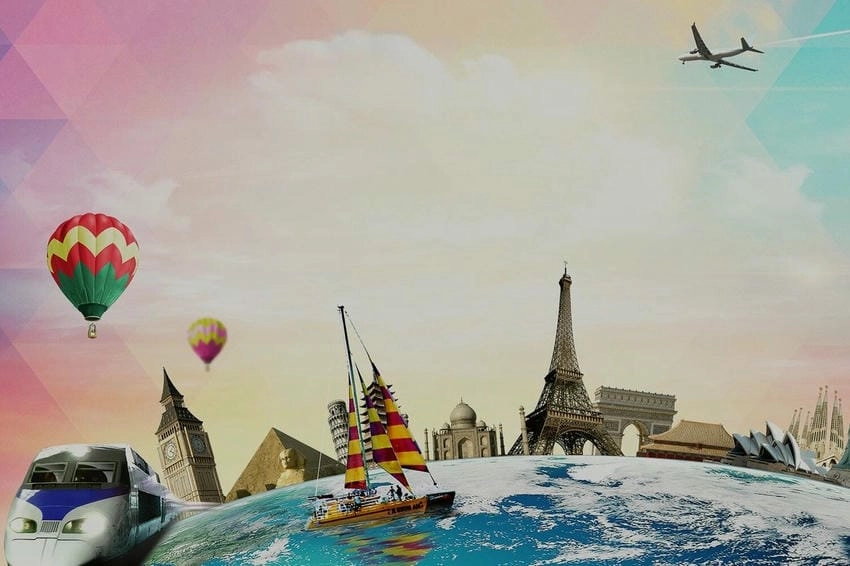 Background du lịch mang nét đẹp tự do và trải nghiệm