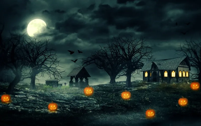 Background halloween hoạt hình vui nhộn cho trẻ em