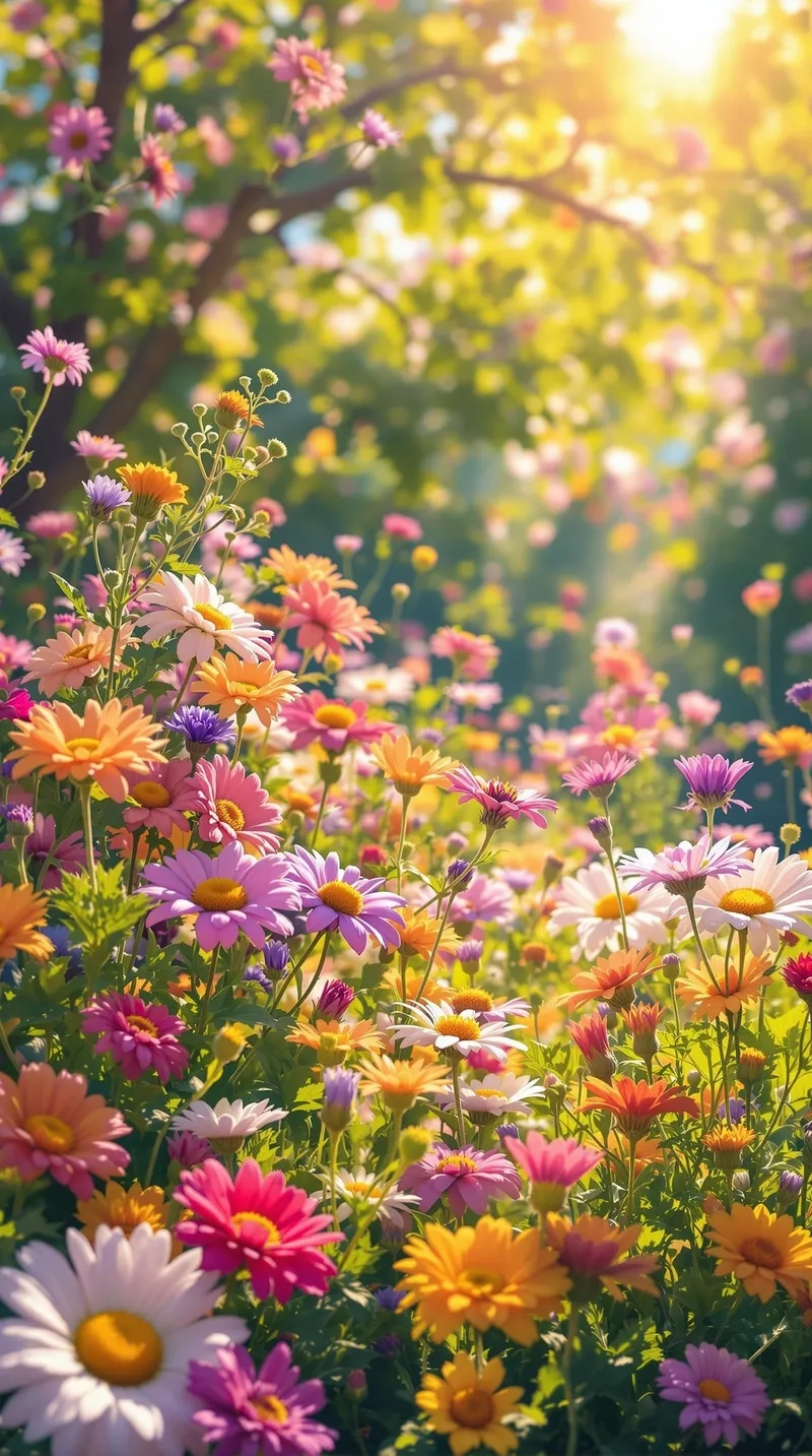 Background hoa dại hoàng hôn lãng mạn mê hoặc