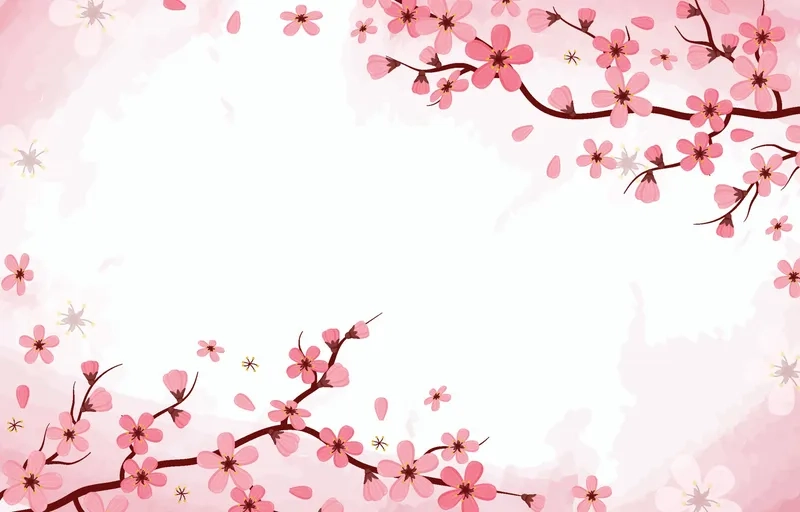 Thanh khiết và tinh tế cùng background hoa đào nền trắng nhẹ nhàng