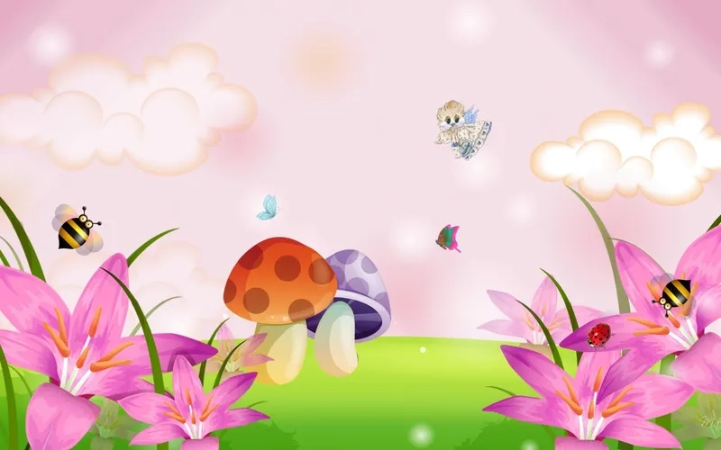 Trang trí desktop với background hoa hoạt hình cho máy tính sáng tạo