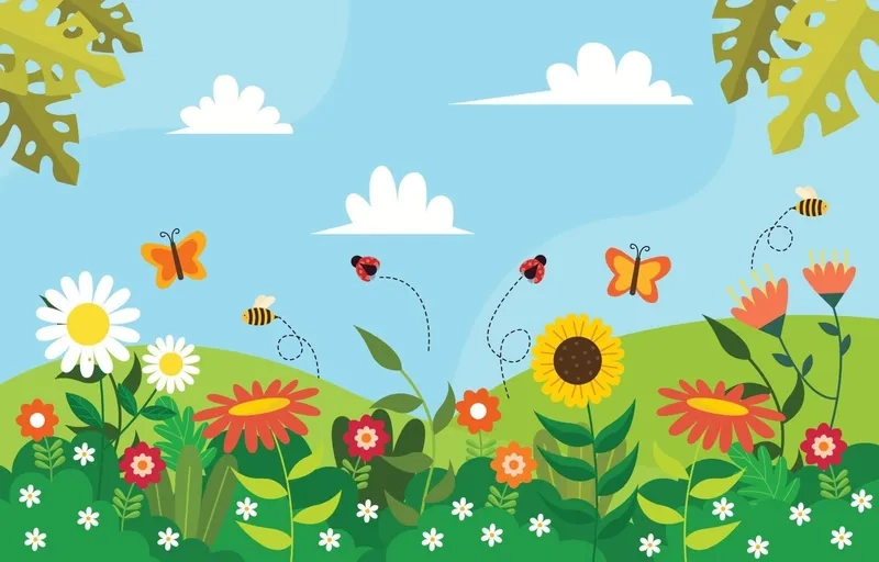 Rực rỡ sinh động với background hoa hoạt hình nhiều màu sắc