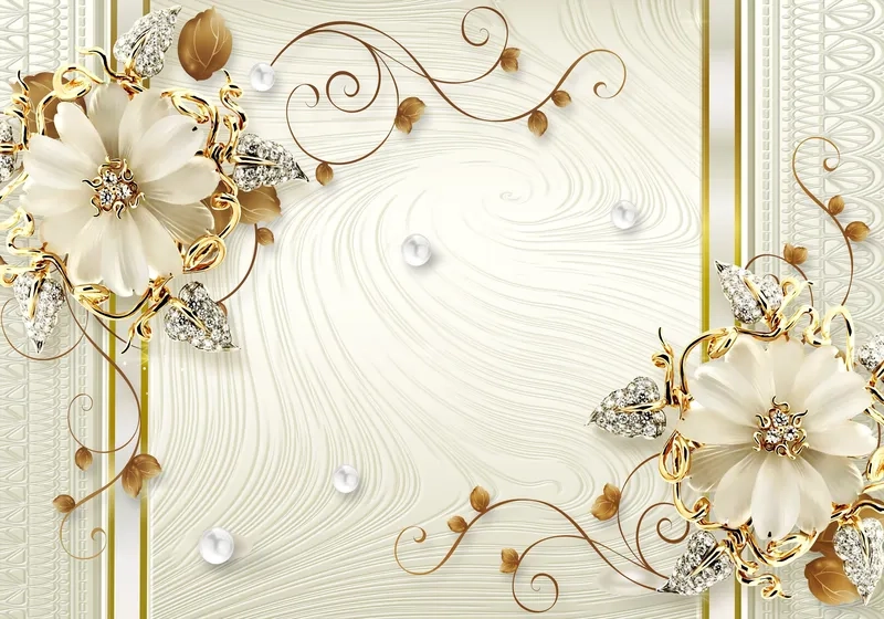 Lấp lánh quý phái cùng background hoa sang trọng mạ vàng