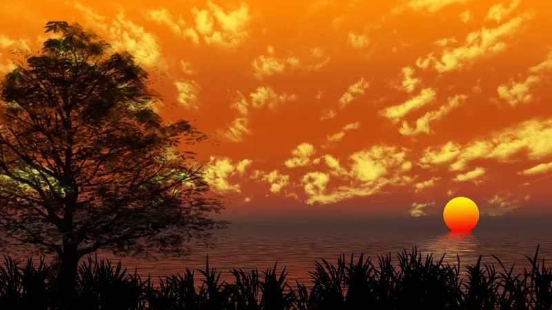 Trang trí desktop với background hoàng hôn máy tính rực rỡ sắc trời