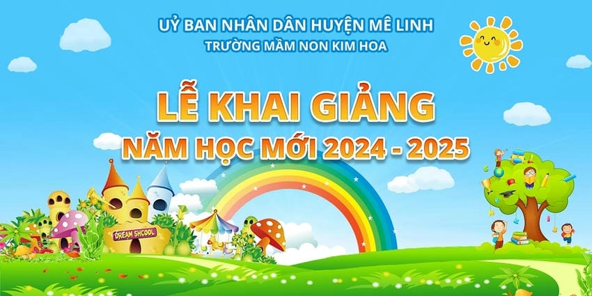 Background khai giảng đẹp tràn đầy sắc màu tươi mới