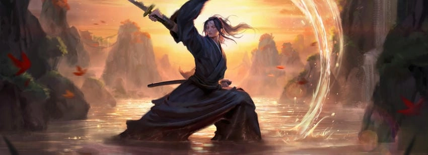Background kiếm hiệp nghệ thuật đầy cảm hứng thị giác