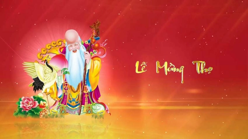 Background mừng thọ truyền thống đậm nét văn hóa Việt