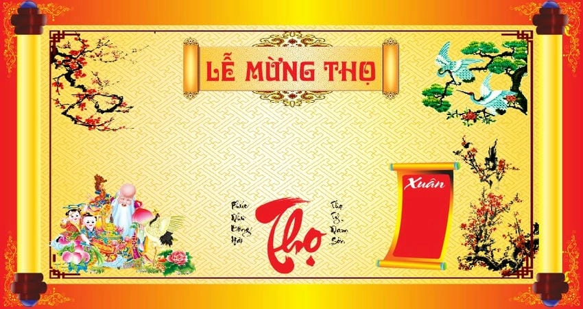 Background mừng thọ ấn tượng tạo dấu ấn khó quên cho sự kiện