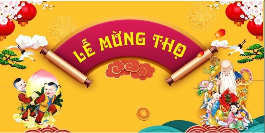 Background mừng thọ cho sân khấu tôn vinh chủ nhân buổi tiệc