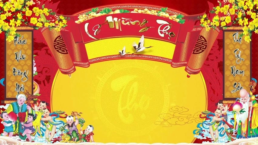 Background mừng thọ hiện đại kết hợp truyền thống và sáng tạo