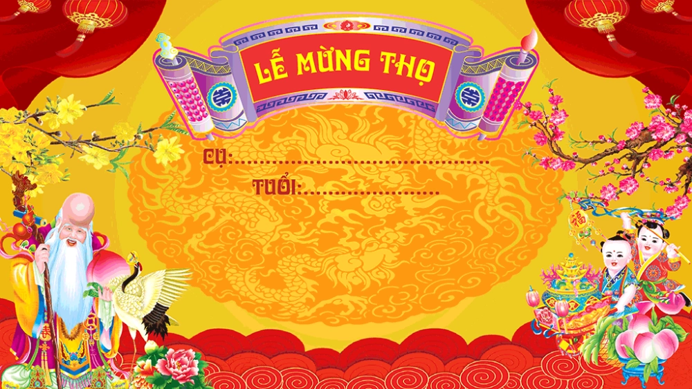 Background mừng thọ đẹp tạo điểm nhấn sang trọng cho sự kiện