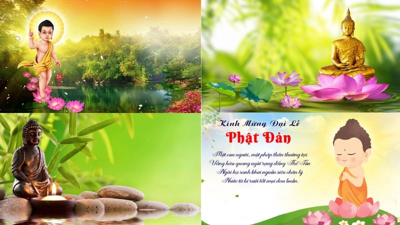 Background Phật đản mang không khí trang nghiêm và ấm áp
