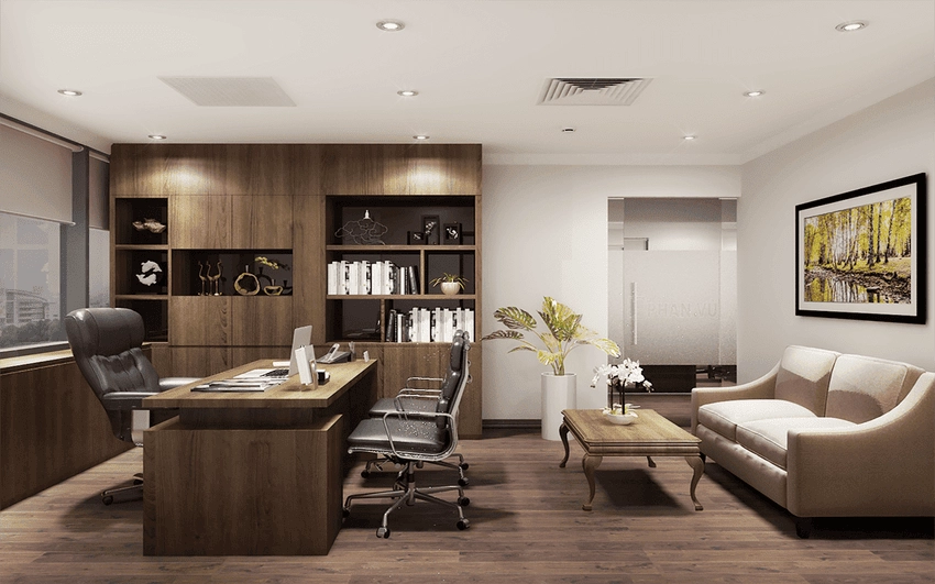 Background phòng giám đốc hiện đại dễ phối cảnh