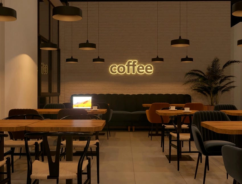 Background quán cafe vector dễ dàng chỉnh sửa
