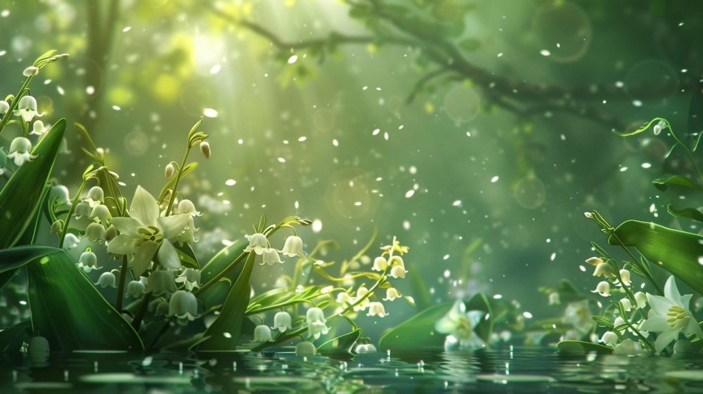 Hình nền hoa linh lan tạo không gian nhẹ nhàng yên bình