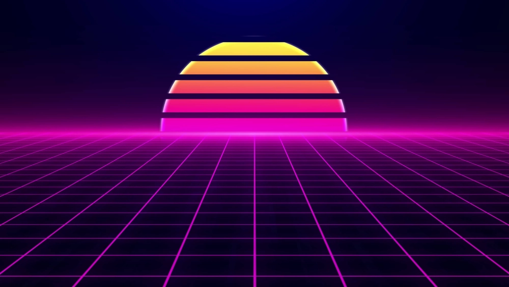 Lạ mắt và cuốn hút với background sự kiện retro future vaporwave ảo