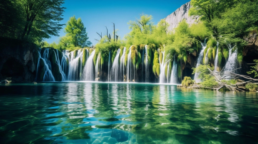 Sắc nét với background thác nước hùng vĩ full hd