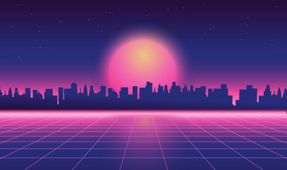 Bùng nổ cảm xúc với mẫu background sự kiện retro future độc đáo