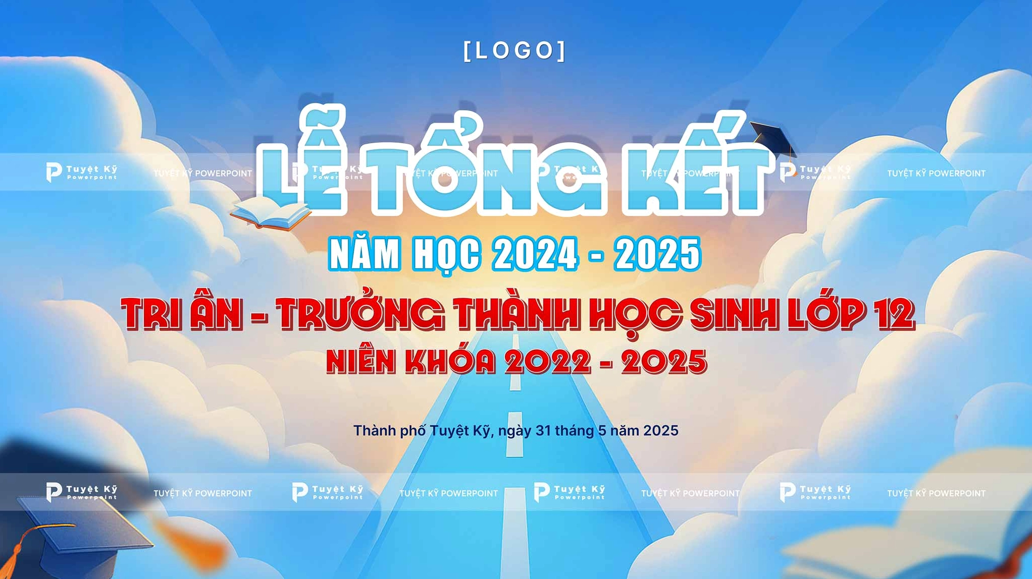 Backdrop banner lễ tổng kết và tri ân trưởng thành học sinh lớp 12