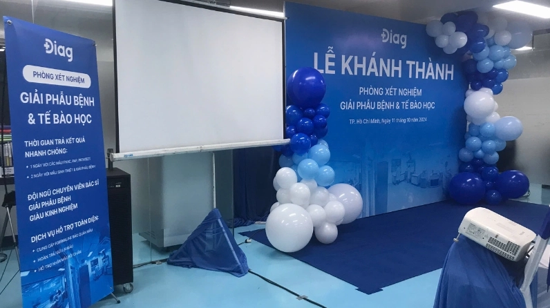 Backdrop lễ khánh thành phòng xét nghiệm