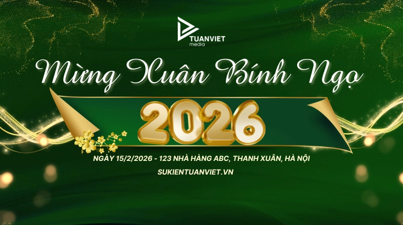 Backdrop tiệc tất niên ấm cúng