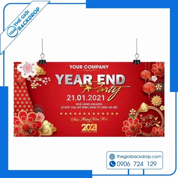 Backdrop Year End Party nổi bật ấn tượng