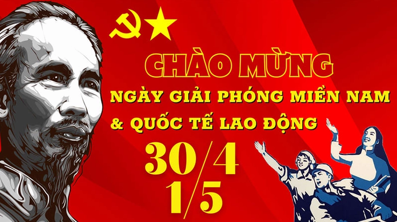 Background 30/4 - 1/5 sắc đỏ đẹp mắt