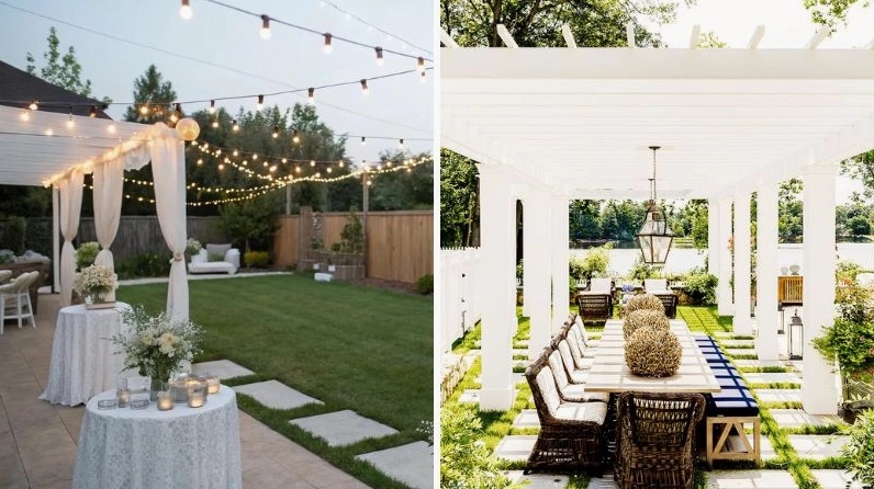 Background sinh nhật ngoài trời concept tối giản