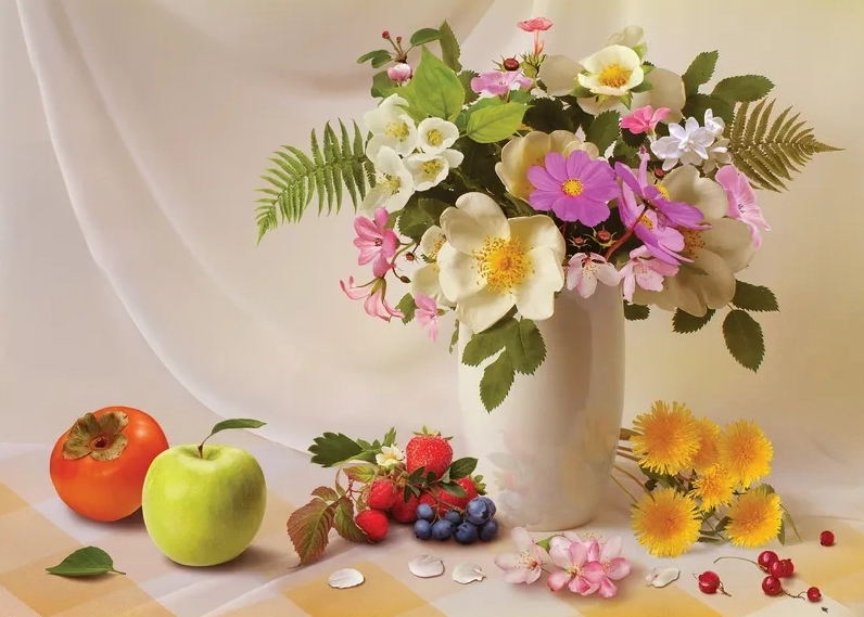 Background trái cây hoạt hình dễ thương cho thiết kế vui nhộn