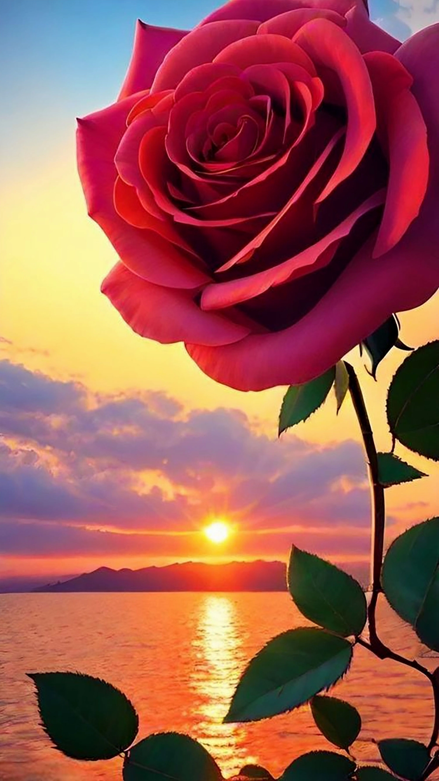 Cài đặt hình nền hoa hồng đỏ cho điện thoại siêu nét 4K