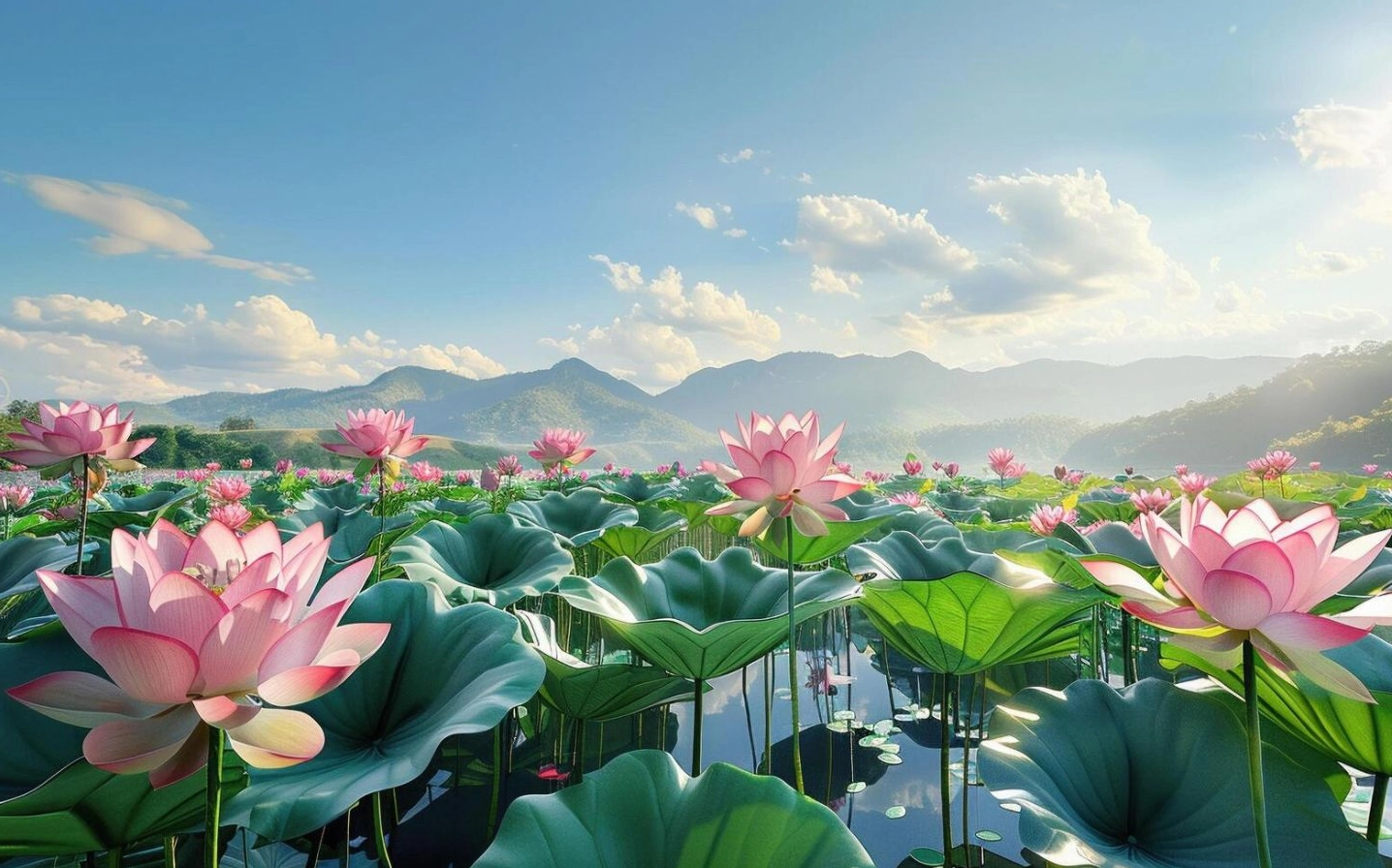 Cánh đồng sen bạt ngàn dưới trời