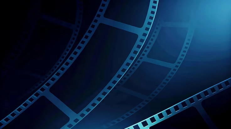 Dải phim màu xanh dương mang phong cách trình chiếu điện ảnh