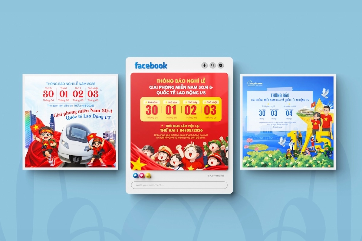 Gợi ý 20 mẫu banner thông báo nghỉ lễ 30/4 - 1/5 thuần Việt, sáng tạo và mới nhất năm 2026