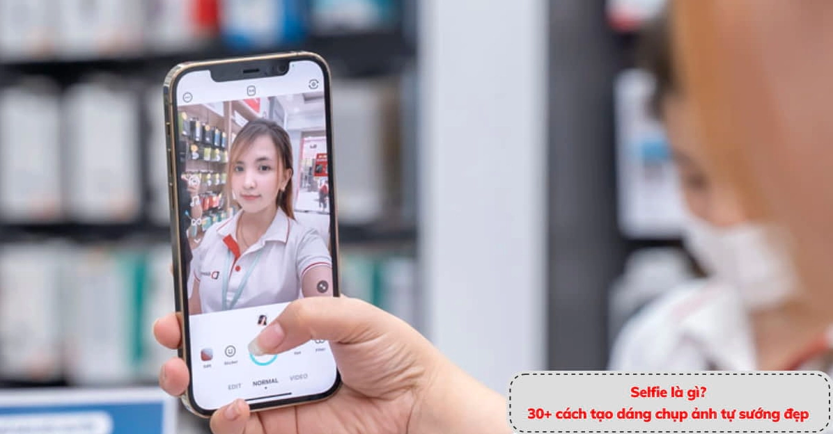 Hình ảnh minh họa khái niệm selfie là gì với phong cách trẻ trung năng động