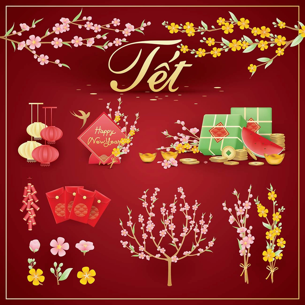 Hình nền background hoa đào tết ấn tượng