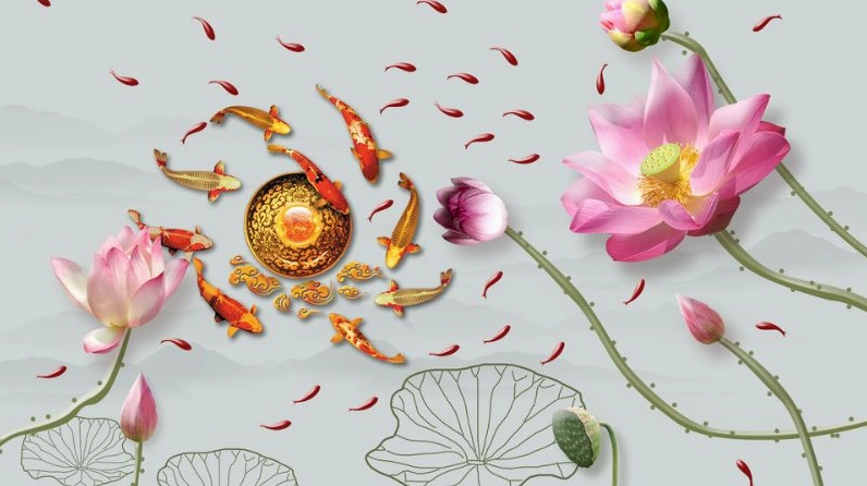 Hình nền cá chép hoa sen số 2