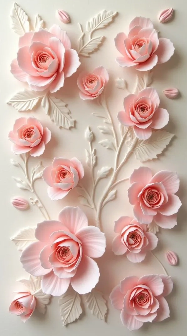Hình nền hoa hồng 3d phong cách huyền ảo sương mờ nhẹ