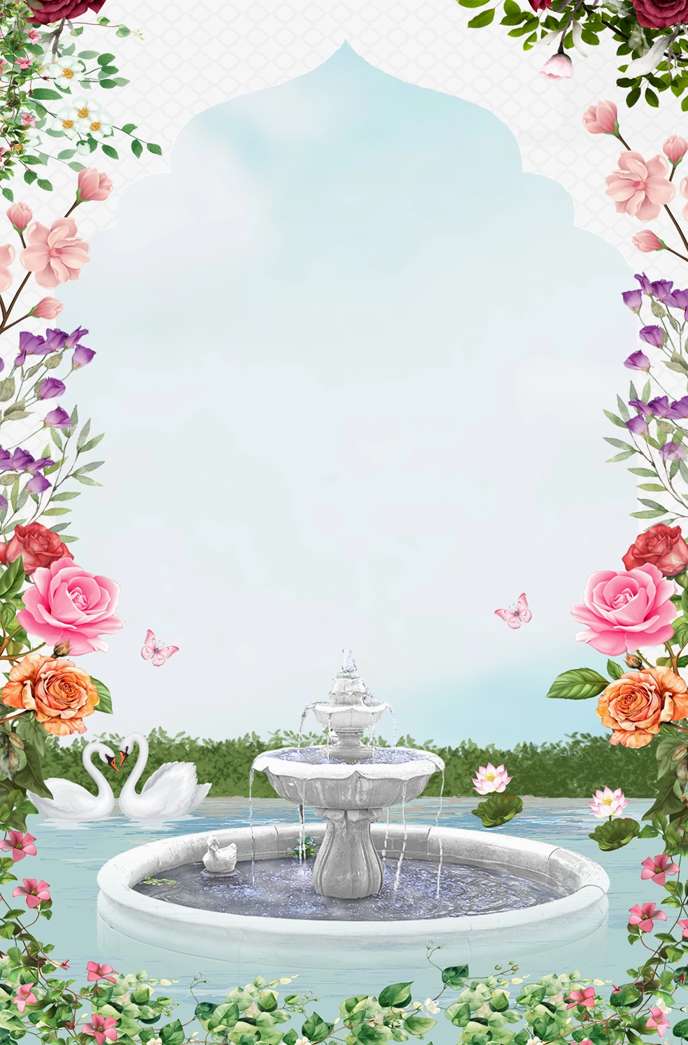 Hình nền hoa lá đồng cỏ dưới bầu trời mây mùa xuân