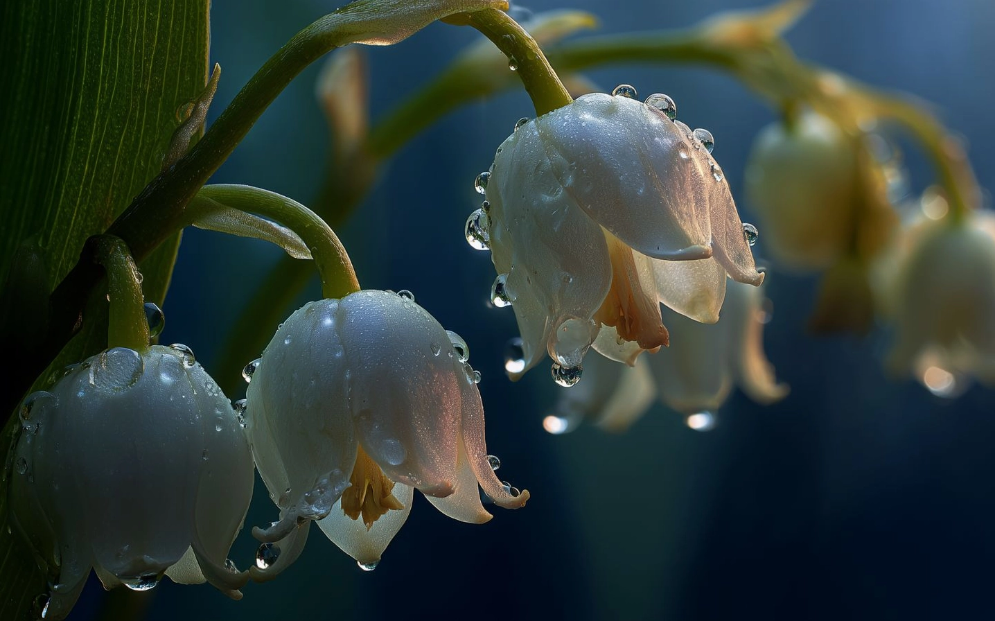 Hình nền hoa linh lan đọng sương huyền ảo tuyệt đẹp