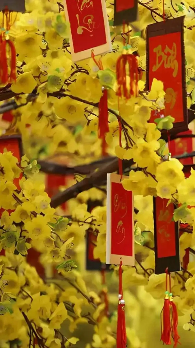 Hình nền hoa mai Tết cho điện thoại bừng sáng