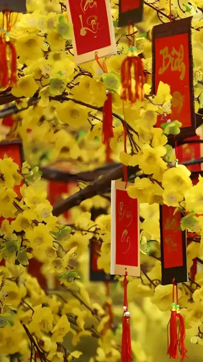 Hình nền hoa mai Tết tươi tắn