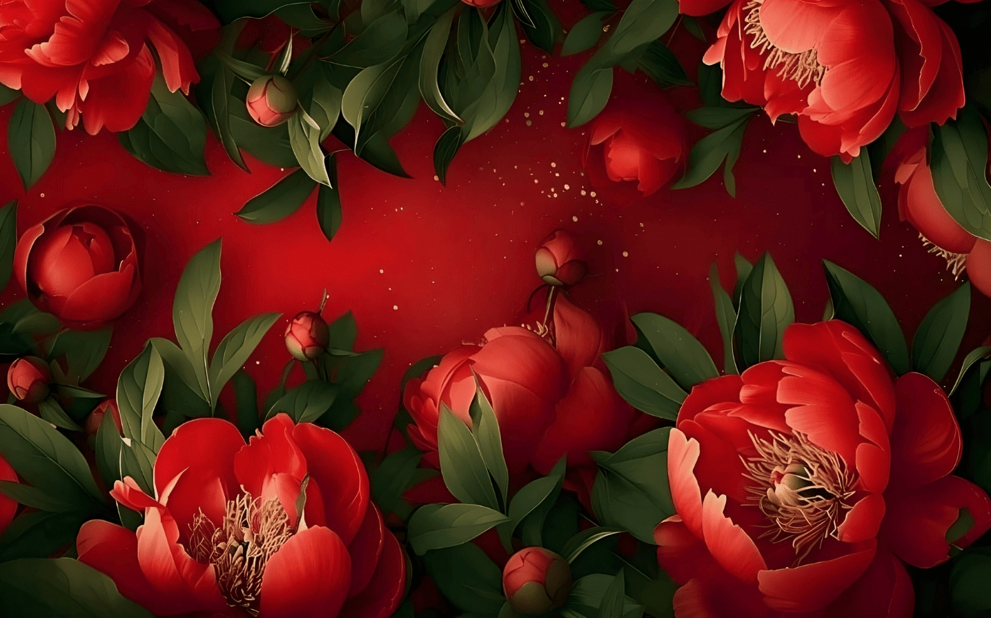 Hình nền hoa mẫu đơn đỏ huyền bí